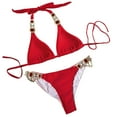 thumbnail image 1 of ENJOYW 2Pcs/Set Split Bikini Solid Color Faux Crystal Sexy Adjustable Pure Color Swimwear for SwimmingSpandex,Nylon, 1 of 7