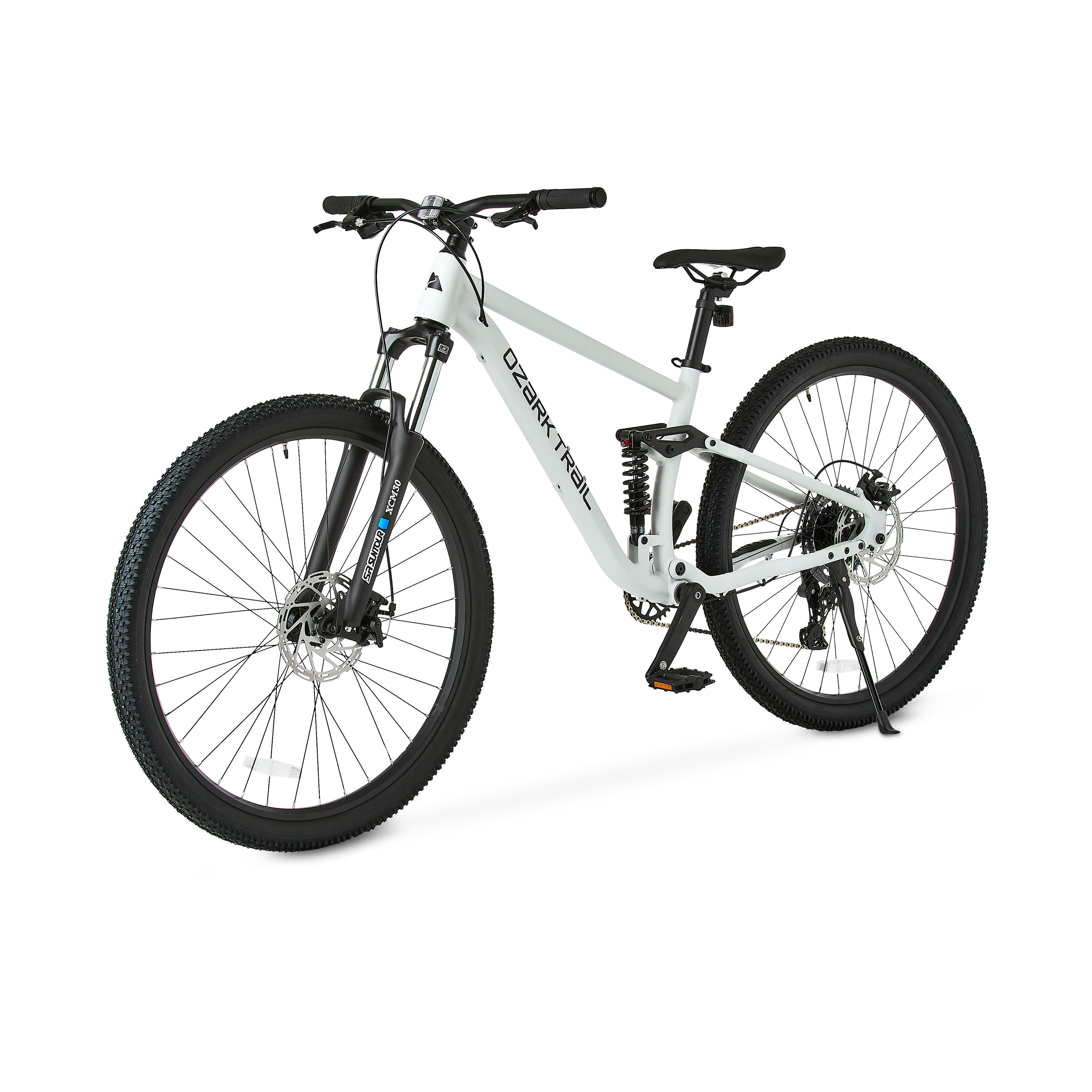 Bicicleta de montaña de suspensión total FS.2 Slalom 29 de Ozark Trail, cuadro grande, para ciclistas de 5 pies 10 pulg a 6 pies 2 pulg o más, color blanco hueso, adulto unisex 3