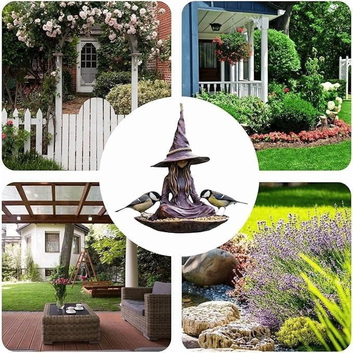 Enchantress Garden Bird Feeder – Purple Resin Mystical Hat Design with Rope Hanger, Outdoor Garden Decor for Bird Lovers