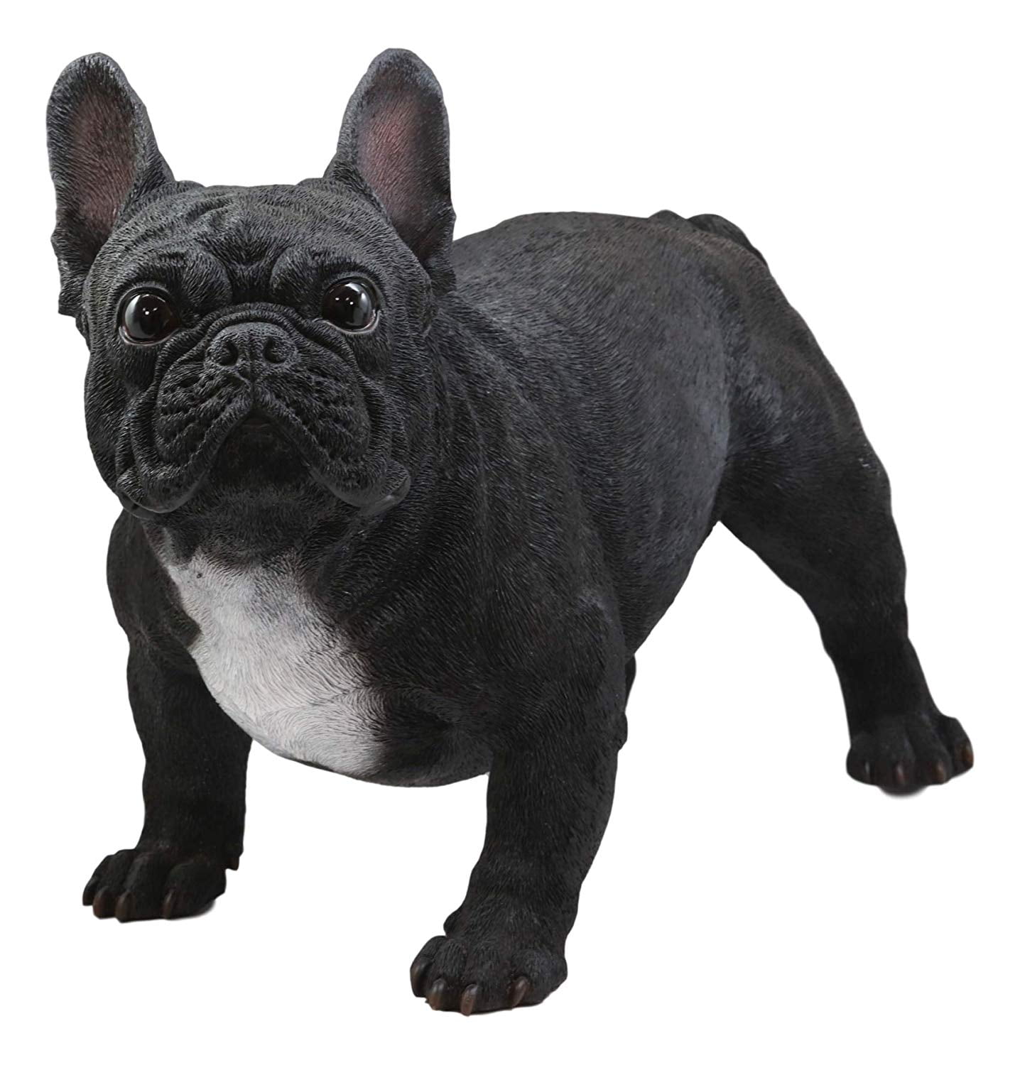 Handcraft Resin Black Lying French Bulldog Figurine Animal Statue Ornament 