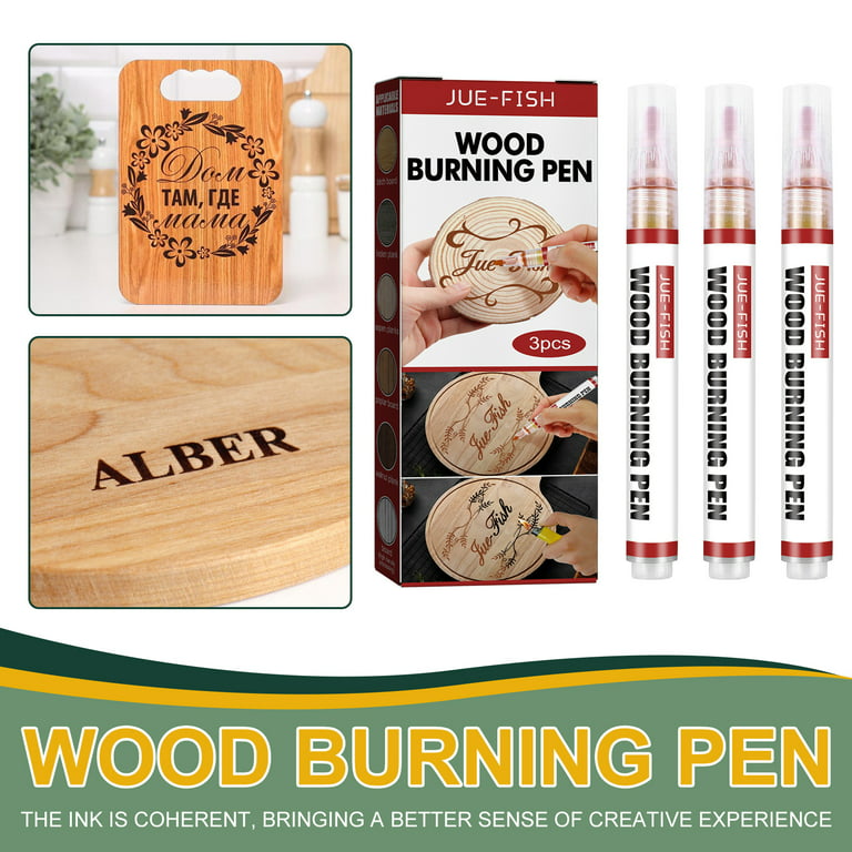 Scorch Marker Woodburning Pen Tool with Foam Tip and Brush, Non-Toxic Marker for Burning Wood, Chemical Wood Burner Set, Do-It-Yourself Kit for Arts