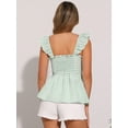thumbnail image 3 of DARING DIVA Women's Gingham Peplum Square Neck Sleeveless Plaid Blouse XL Light Green, 3 of 7
