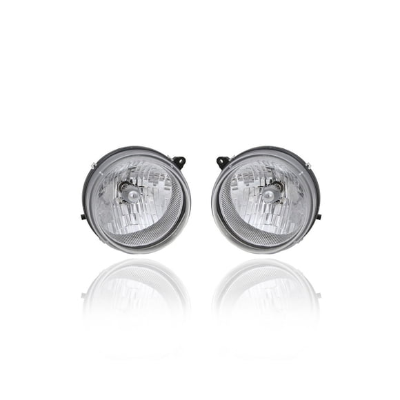 Headlight Assembly - Compatible/Replacement for '02-04 Jeep Liberty - Pair, Left Driver + Right Passenger Set - 55155808AB, 55155809AB
