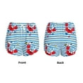 thumbnail image 5 of Picia Red Funny Crab on Blue Stripe Pattern Women's 2 in 1 Athletic Running Shorts High Waisted Workout Casual Gym Sweat Shorts with Comfy Liner Zipper Pockets-Medium, 5 of 9