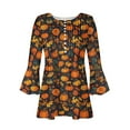 thumbnail image 4 of Jsaierl Womens Halloween Shirts Funny Pumpkin Ghost Graphic Tees Loose Fit V-Neck T-shirt 3/4 Sleeve Tunic Blouse Tops Halloween Gifts, 4 of 5