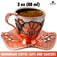 thumbnail image 2 of Turkish Coffee Cup Set of 6 with Handmade Wavy Design Saucers and Cup Holders | 18-Piece Elegant Rosegold Espresso Mugs for Authentic Turkish, Greek and Arabic Coffee Experience, 3 oz, 2 of 7