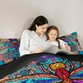 thumbnail image 5 of Manfei Boho bohemian Flower Queen Comforter Set,Glass Dragonfly Bedding Sets,Retro Exotic Floral Bedding Comforter Set For Men Women,Super Cozy Room Decor Reversible,3pcs, 5 of 8