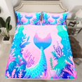 thumbnail image 2 of Manfei Cartoon Mermaid Girl 4 Pieces Queen Sheet Sets,Ocean Princess Ultra Soft Flat Sheet,Kawaii Sea Animal Queen Fitted Sheet,Ultra Soft Home Decor, 2 of 7