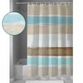 thumbnail image 4 of Abstract Gradient Stripe Shower Curtain, 60" x 72", Brown Teal Watercolor Waterproof Bathroom Curtain Washable Shower Curtain Set with 12 Hooks, 4 of 6
