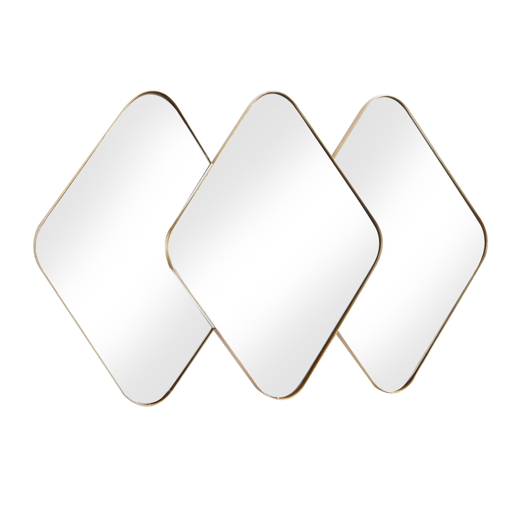 CosmoLiving by Cosmopolitan 43" x 28" Gold Overlapping Diamond Wall Mirror with Gold Frame