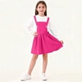 thumbnail image 2 of ASEIDFNSA Girls Suspender Skirt with Bib Front Button Straps Elastic Waist and A Line Fit (Pink,9-10 Years), 2 of 5