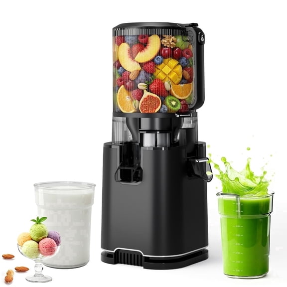 Aeitto Cold Press Juicer, Juicer Machines with 5.9" Extra Wide Feed Chute, 3-IN-1 Strainers (Juice & Sorbet & Nut Milk), Slow Masticating Juicer Easy to Clean, High Juice Yield