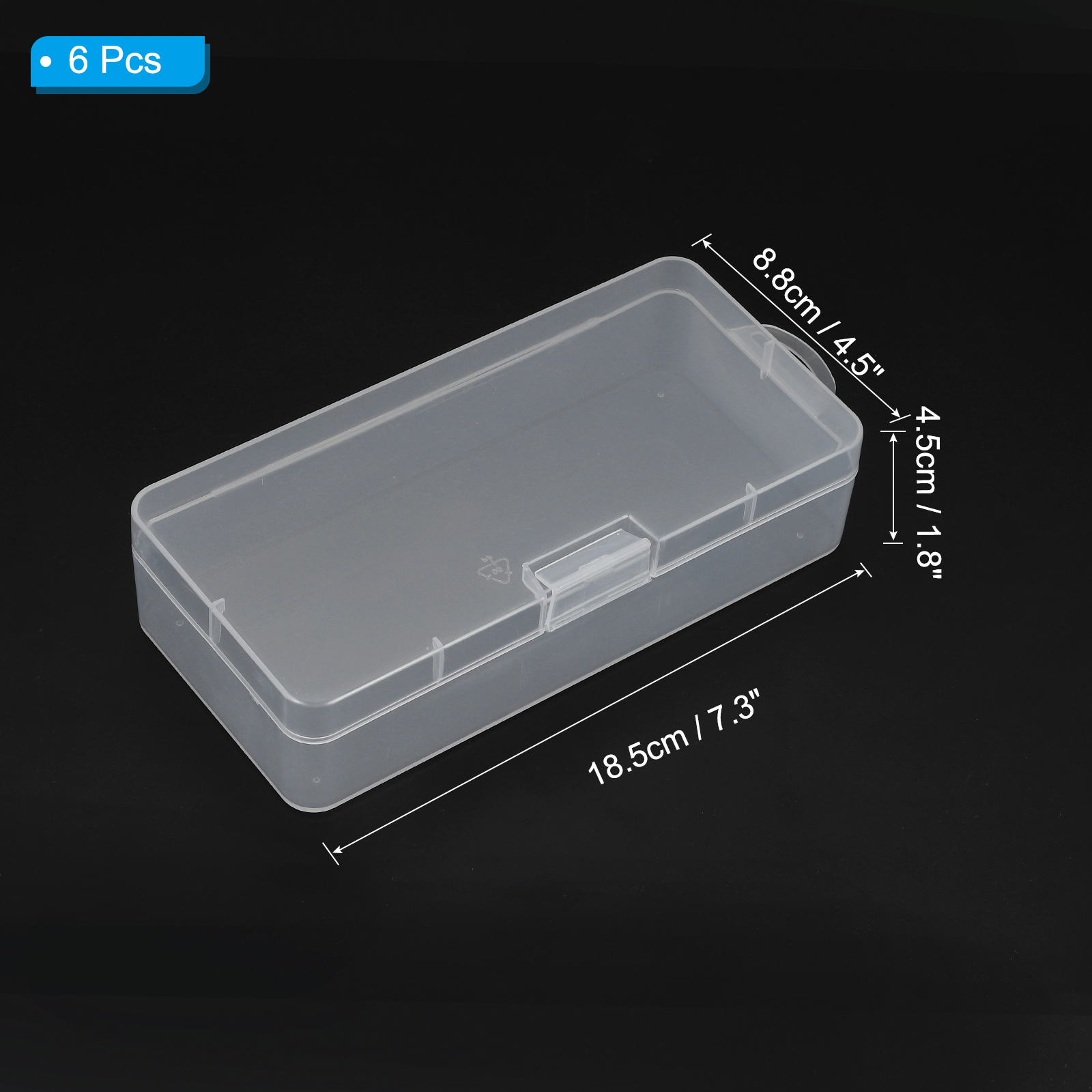 Unique Bargains 6Pcs 7.3"x3.5"x1.8" Mini Plastic Storage Containers for Crafting Clear