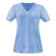 thumbnail image 4 of ICHUANYI Clearance Women's Solid Color Fashion Casual V-Neck Short Sleeve Lace Top Blouse(Sky Blue, L) ICHUANYI WER2023081115958, 4 of 4