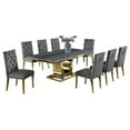 thumbnail image 1 of Gray Marble Dining Set with Gold Stainless Steel and Gray Velvet Chairs, 1 of 3