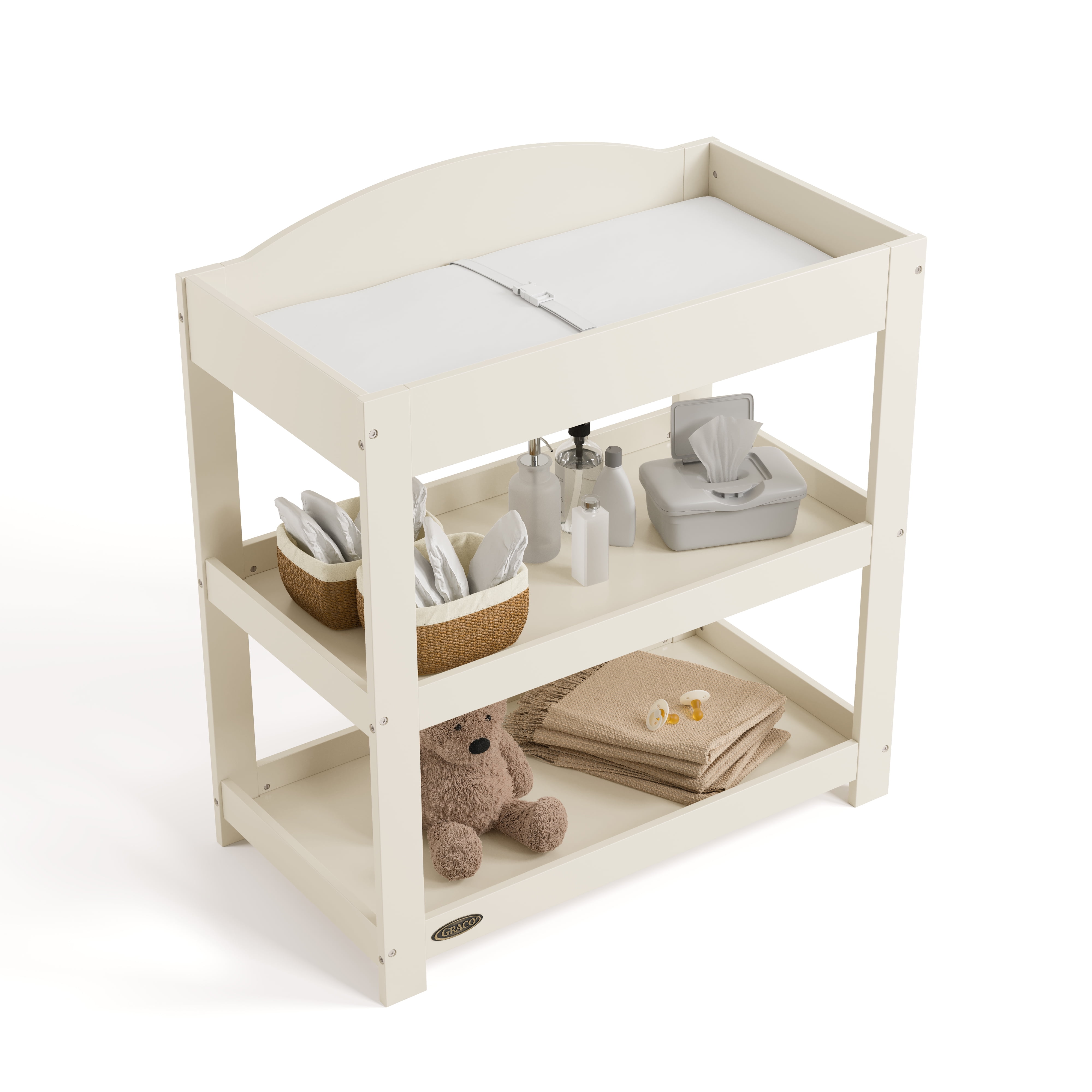 Graco Customizable Infant Changing Table with Changing Pad, Frosted Oat