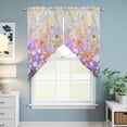 thumbnail image 6 of Teal Spring Floral Kitchen Window Curtains, Swag Curtains Valance for Bedroom Living Room Bathroom, Modern Oil Painted Daisy Botanical Rod Pocket Window Curtain Block Drapes 2 Panels 28"x36", 6 of 9