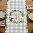 thumbnail image 5 of Spring Botanical Table Runner, Garden Birds Floral Leaves Gray Plaid Washable Cotton Linen Table Runners 36 Inches Long, Dresser Scarf Runner for Nightstand/End Tables/Round Tables 13''x36'', 5 of 9