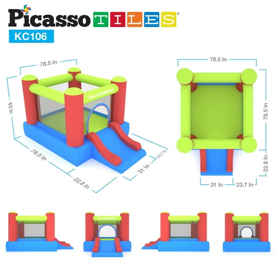 Picassotiles Kc106 Jump Slide Inflatable Bouncing House Pit Ball