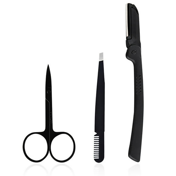 Eyebrow Scissors Portable Makeup Scissors with Eyebrow Tweezers & Eyebrow Razor