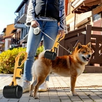 Tvtnvo Dog Poop Scooper Pet Waste Picker with Ergonomic Handle and Built In Bag Storage for Hygienic One Hand Pickup on Walks and Travel Long Lasting Lightweight with Wide Shovel Head Yellow 13.2in