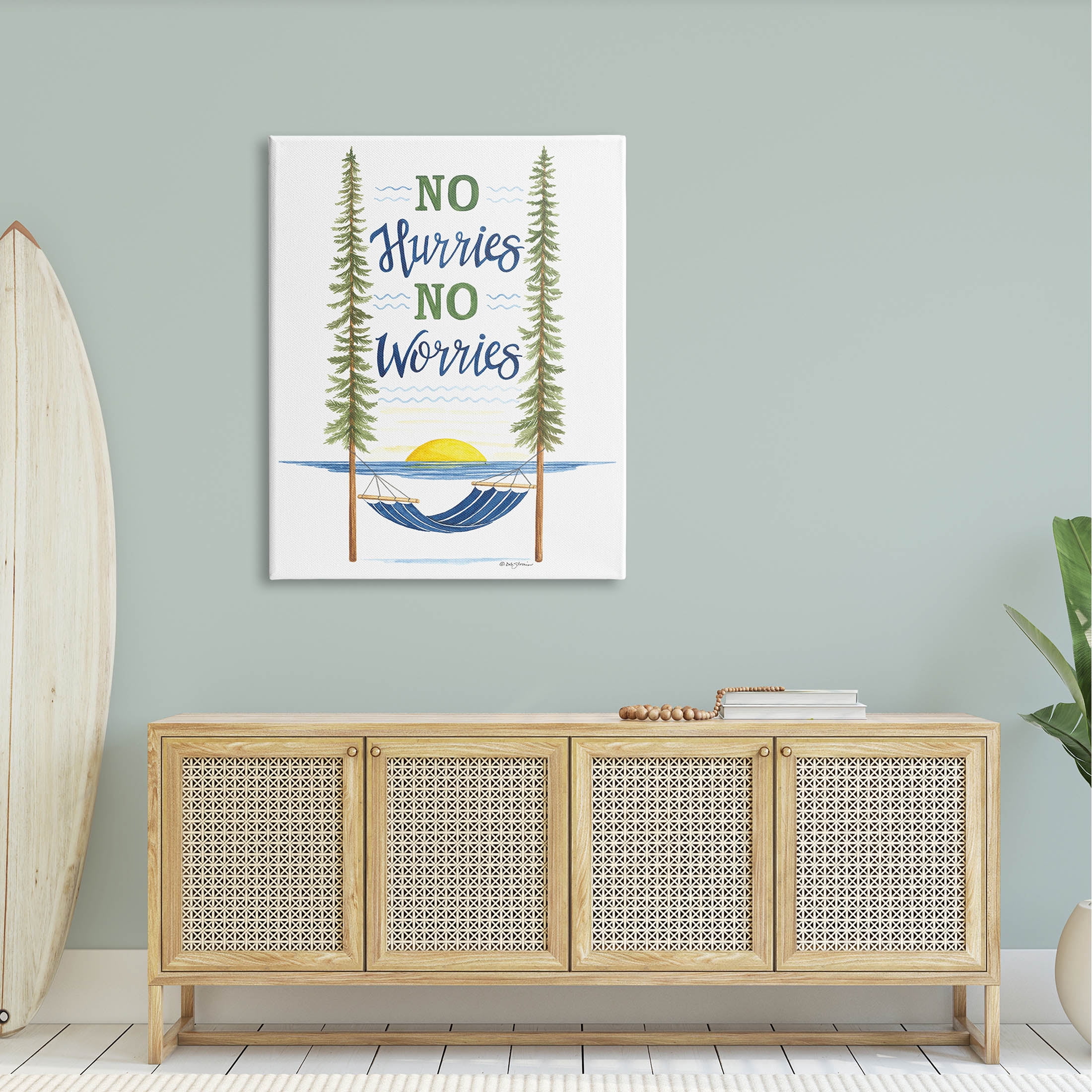 No Hurries Worries Hammock Scene Inspirational Graphic Art Gallery Wrapped Canvas Print Wall Art