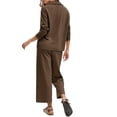 thumbnail image 3 of Women Long Sleeved 2 Piece Outfits Sweatsuit V-neck Casual Knit Tops & Pants, 3 of 6