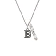 thumbnail image 2 of Delight Jewelry Black Nickeltone Crystal Initial - B - Beaded Border - Silvertone Believe Faith Prayer Hope Bar Charm Necklace, 23", 2 of 4