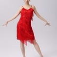 thumbnail image 2 of Women's Round Neck Spaghetti Straps Tassel Fringe Flapper Dress Vintage Gatsby Cocktail Dress 20s Ballroom Dancing, 2 of 6