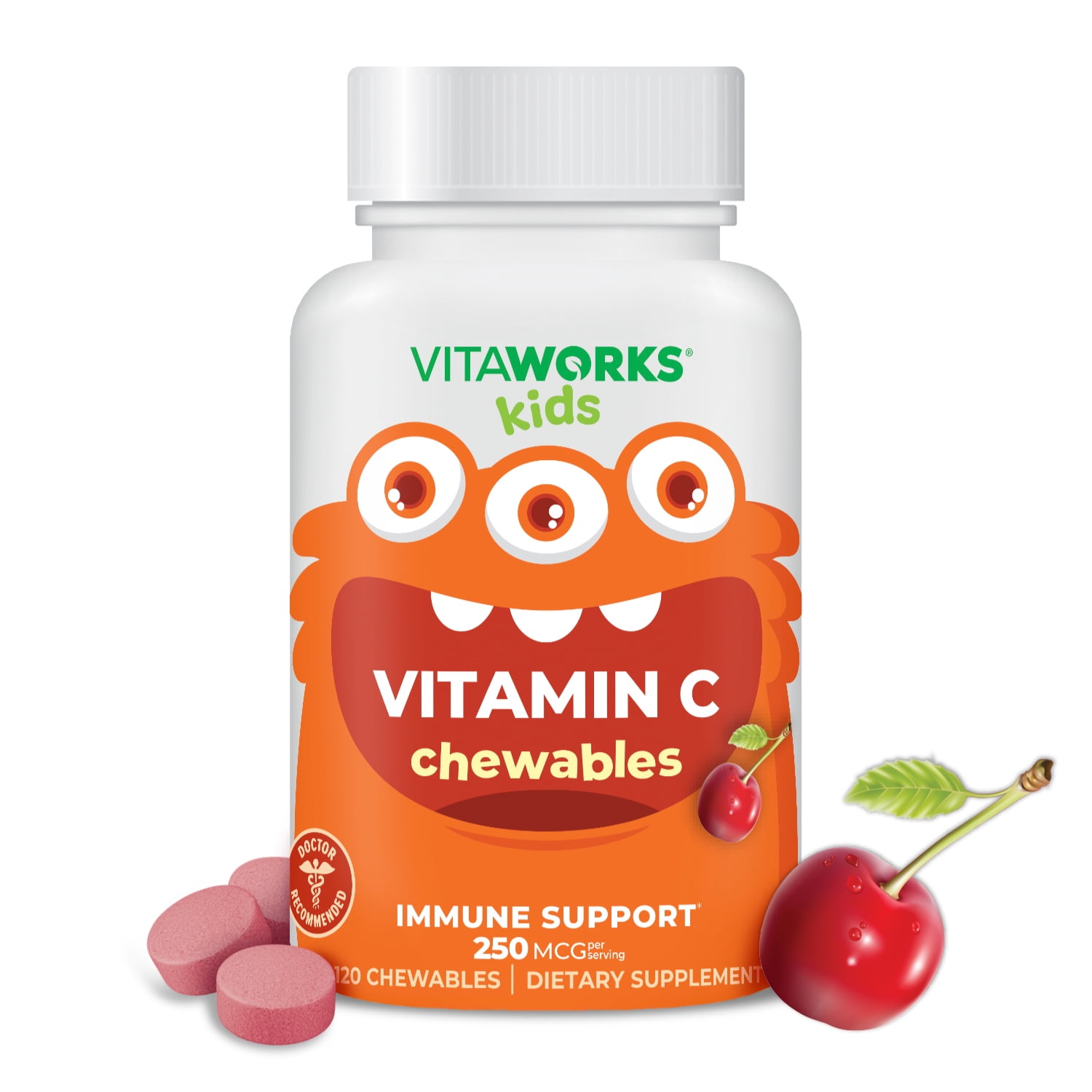 VitaWorks Kids Vitamin C Chewable Tablets 250mg, Dietary Supplement