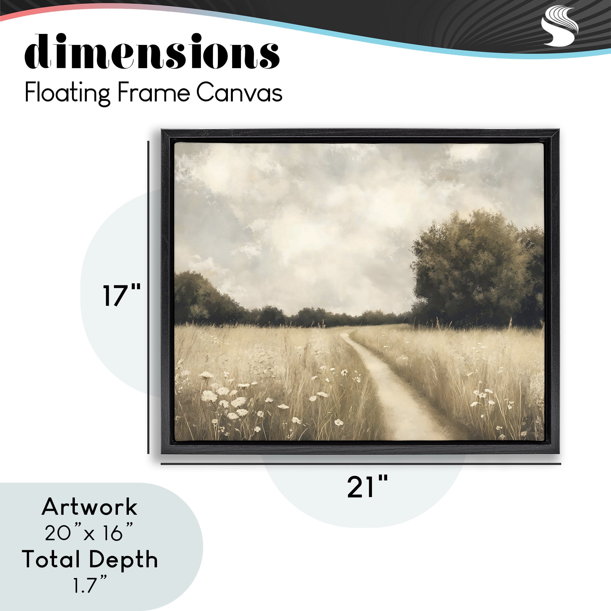 Stupell Industries Journey Through Wildflowers in Meadow Black Framed Floater Canvas Wall Art, design by Creative Studio