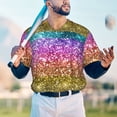 thumbnail image 5 of KLL Glitter Rainbow for Men's Baseball Shirts,Short Sleeve Casual Shirts Button Down Shirt for Men Beach Summer Wedding Shirt-4X-Large, 5 of 7