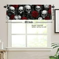 thumbnail image 4 of JOOCAR Gothic Skulls and Roses Polyester Window Valance Curtain for Home Kitchen Living Room Bedroom Bathroom Decor 54x18 inch, 4 of 5