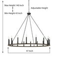 thumbnail image 3 of ACROMA  16-light Farmhouse Large Round Wagon Wheel Chandelier - 47'' D X 140'' H Walnut, 3 of 5