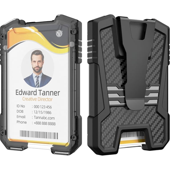 Fiber Badge Holder/ID Card Holder/Portable Travel Wallet with Manganese Clip, Vertical Clear ID Holder for Work ID, Credit Cards