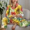 thumbnail image 6 of Pofeuu Sunflower Cornflower Poppy Print Womens Pajamas Set Long Sleeve Sleepwear Button Down Nightwear Soft Pj Lounge Sets Button Down Pajamas Women-XX-Large, 6 of 7