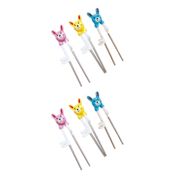 Advancent Palillos de metal Exquisitos niños Utensilios de cocina de acero inoxidable Sin rebabas Utensilios de comedor para niños Vajilla linda para Rosa/Amarillo/Azul 2piezas Advancent CBP352433