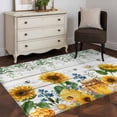 thumbnail image 4 of Sunflowers Area Rug 4'x6', Floral Green Leaves Bees Watercolor Wooden Washable Non-Slip Rugs, Low Pile Large Carpet for Living Room Bedroom Dining Room Kitchen Office Indoor Mat, 4 of 9