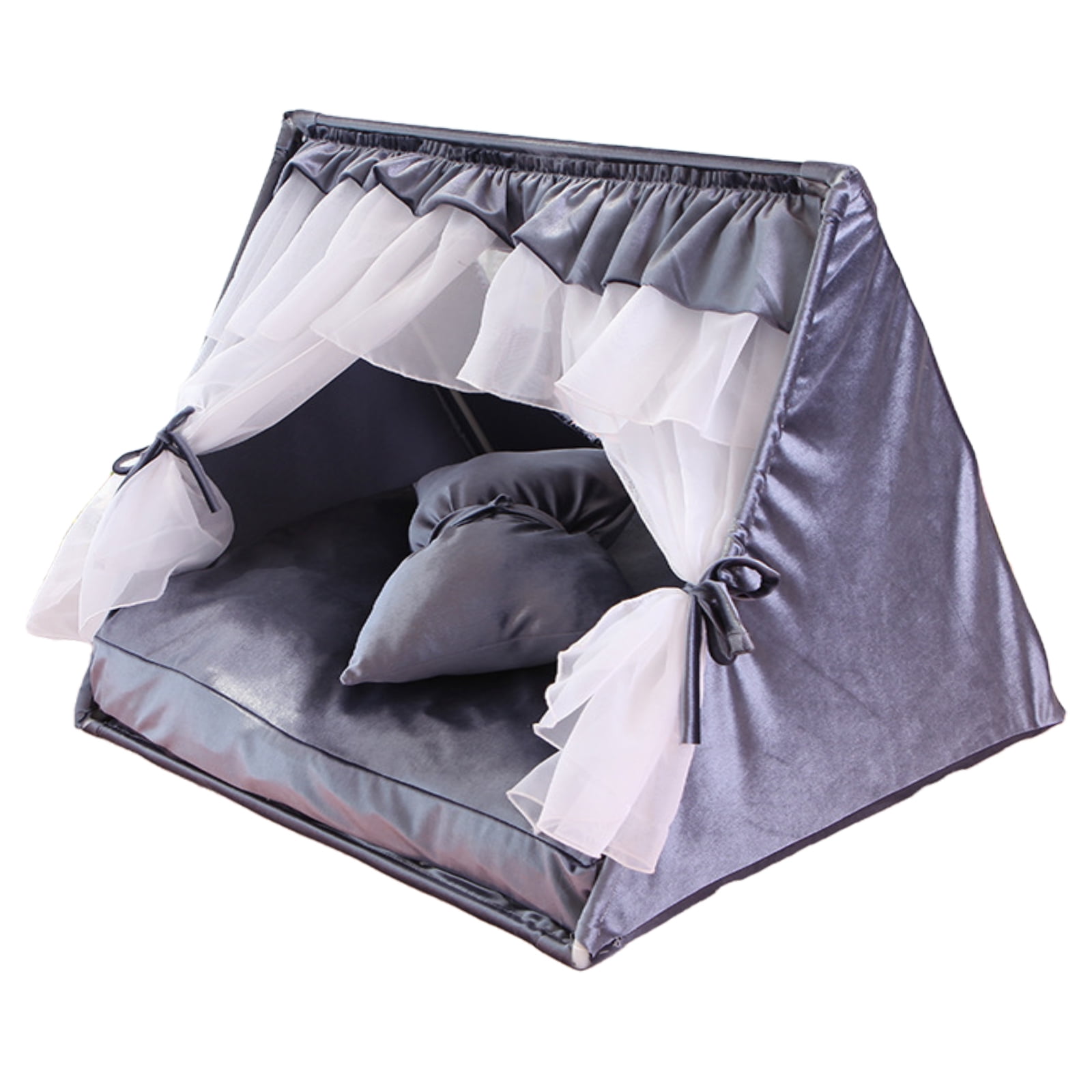 Semfri Cat Bed Tent, Princess Gray Pet Dog House with Soft Cushion