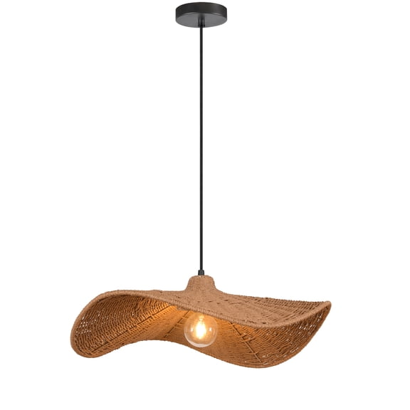 Dainolite 1 Light Incandescent Pendant with Wavy Wicker Shade