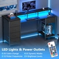 thumbnail image 6 of Satifur Gaming Desk with LED Lights & Power Outlets, 47" Computer Desk with 5 Fabric Drawers & Open Storage, Reversible Home Office Desk,Black, 6 of 10