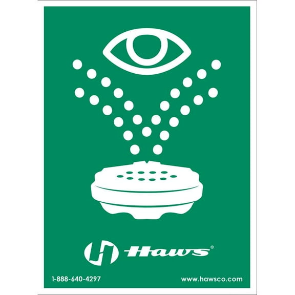 Haws Sp175 Vertical Universal Emergency Eyewash Sign. Size: 8" X 10-3/4". - Plastic