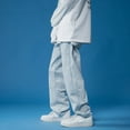 thumbnail image 6 of TAIAOJING Men's Jeans High Street Straight Leg Baggy Oversize Wide Leg Cargo Pants Comfort Stretch Denim Jeans for Men, 6 of 6