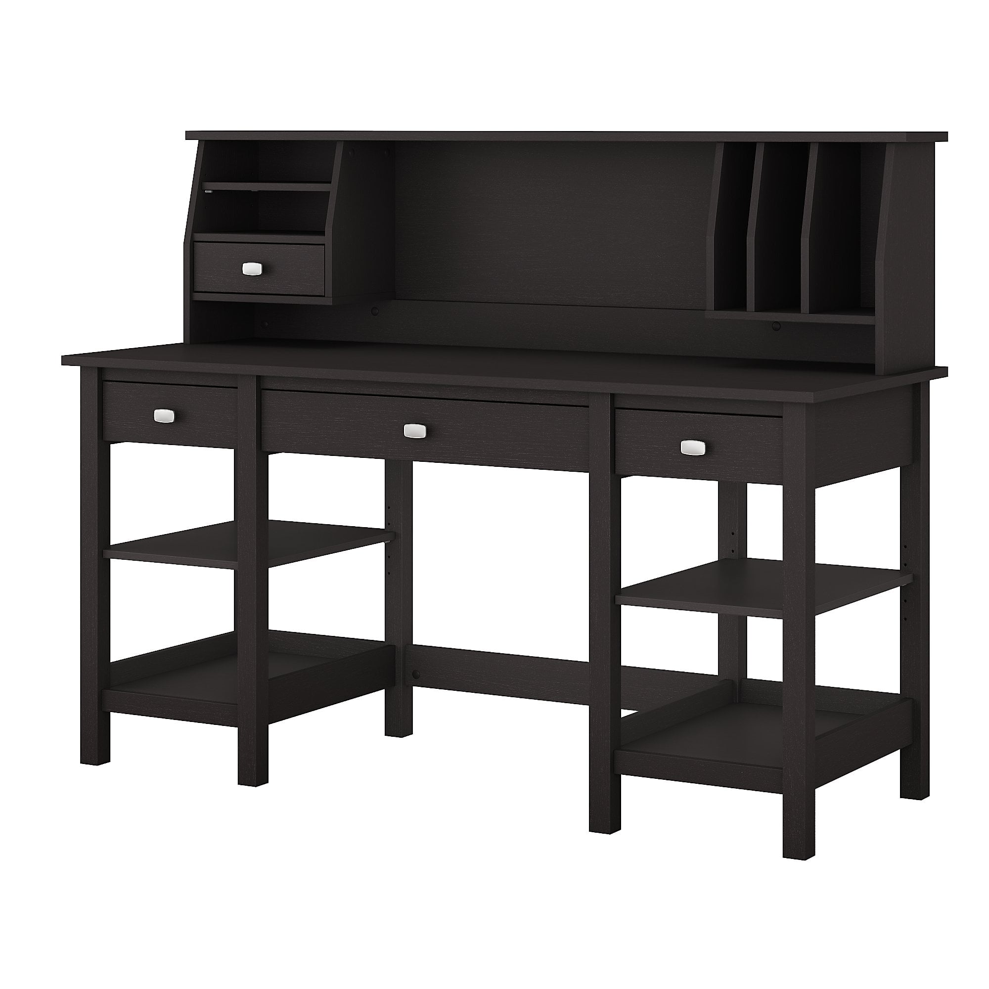 Bush Furniture Broadview 60w Desk With Storage Shelves And Small