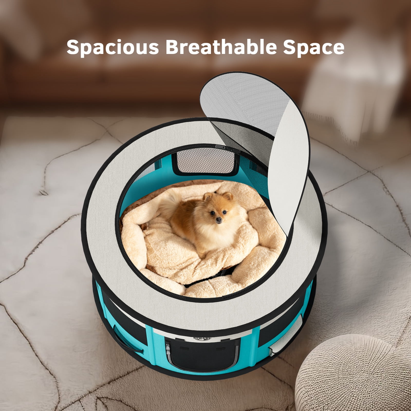 Dog Playpen, Puppy Pet Cat Playpen Indoor for Small Dogs, Dog Tent Crates Cage Indoor/Outdoor, Dog Kennel Playpen with Carrying Case for Dogs/Cats/Rabbits,2 Doors & Zipper Top