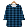 thumbnail image 6 of HLKJKLS Long Sleeve Shirts For Women 3/4 Sleeve Crew Neck Casual Holiday T Shirt Polyester Spandex Classic Print Blue S-3Xl, 6 of 7