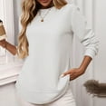 thumbnail image 4 of vigerkar Womens Tops Crewneck Long Sleeve Waffle Knit Solid Color Shirts Loose Casual Tunic Tops (White, XXL), 4 of 4
