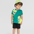 thumbnail image 2 of HAOYUNL Boys 2Pcs Summer Outfits for Kids Toddler Short Sleeve T-Shirt Tops Elastic Shorts Set Toddler Dinosaur Cartoon Clothes 2-7T, 2 of 9