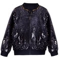 thumbnail image 2 of DJDLJWCJ Teen Boys Sequin Jacket Loose Fit Fashion Jacket Zip Up Performance Jacket Black Size 8-9Years, 2 of 6