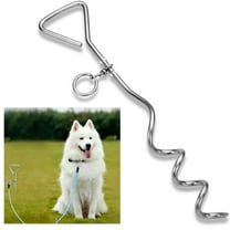 16" Chrome Heavy Duty Dog Tie Out Stake Spiral Metal Screw Yard Ground Spike NEW